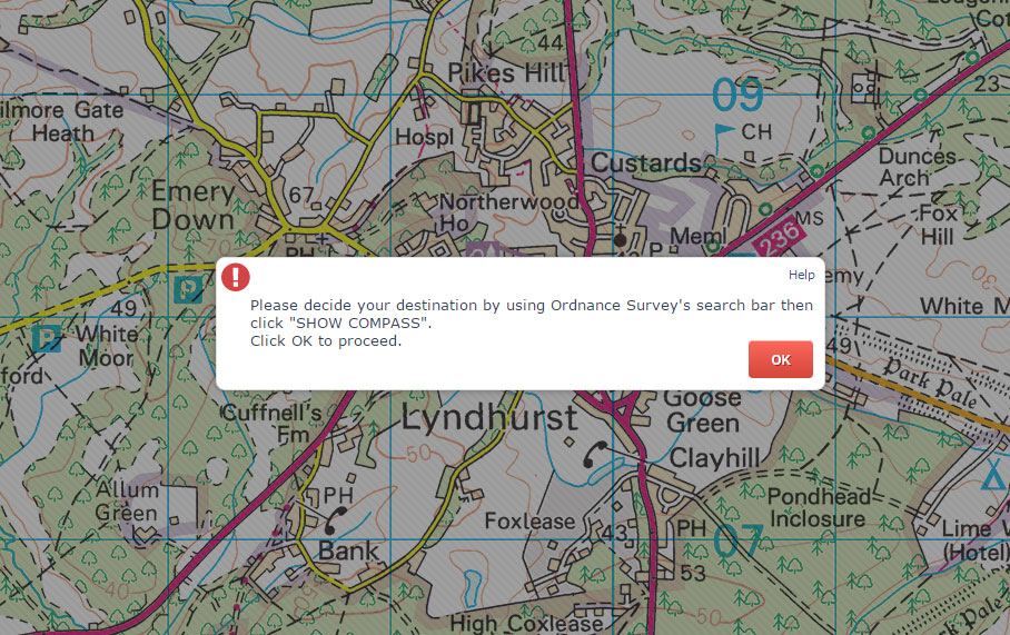 Select a starting location using the Ordnance Survey Map Search Box