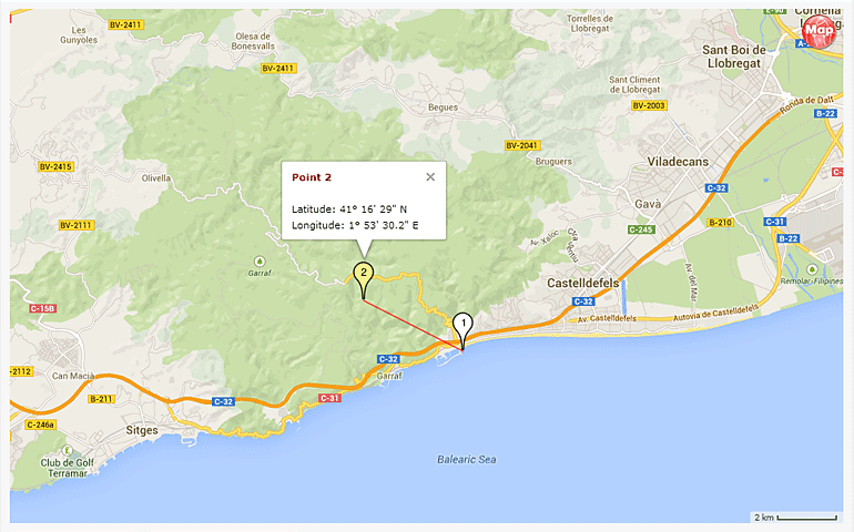 Coordinates for the last route marker