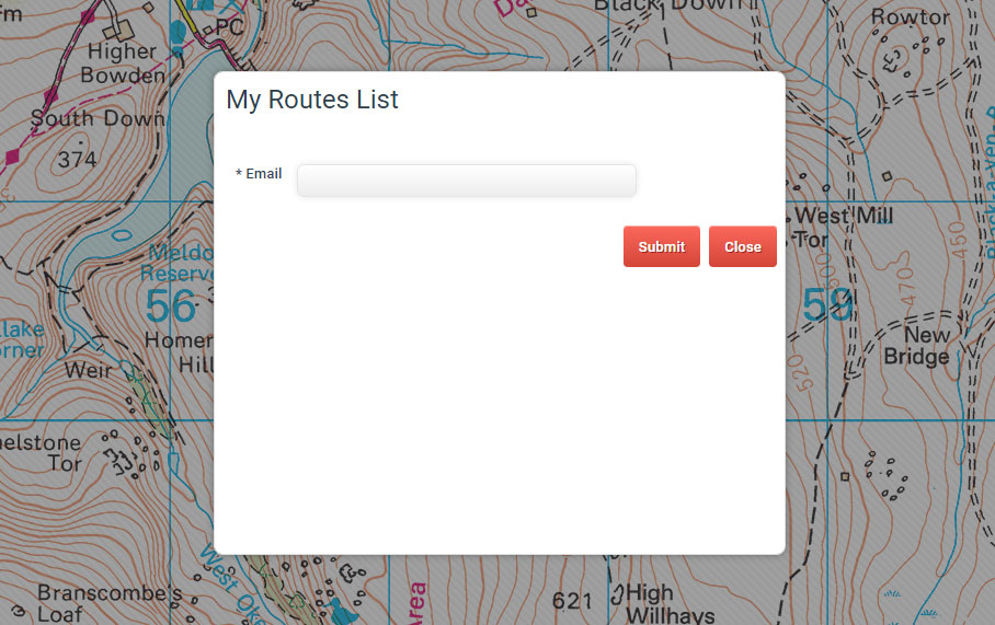 My Ordnance Survey Compass Routes  dialogue window