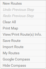 Google Compass menu options