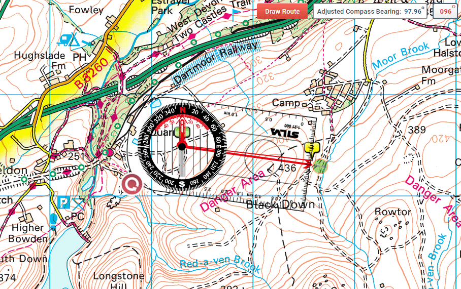 Ordnance Survey Compass single leg route