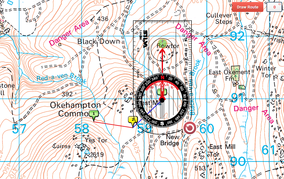 Importing the route returns the compass to its last position